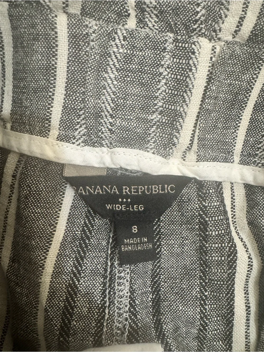Banana Republic Linen Blend Wide Leg Paperbag Pants Striped Belted Size 8